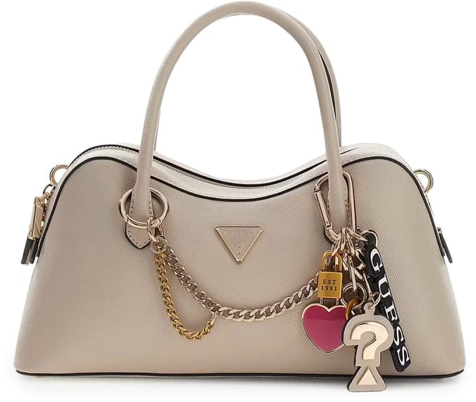 GUESS handtas schoudertas Davina Satchel Light Taupe beige