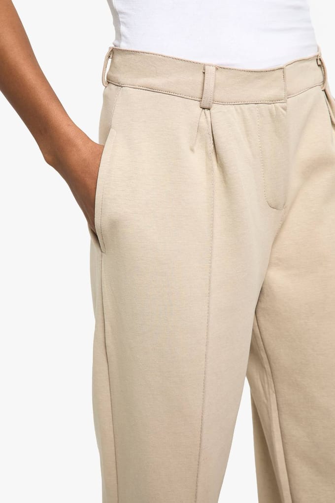 boohoo Dames Premium Superzachte Interlock Getailleerde Broek met Rechte Pijp | Steen | Maat: Large