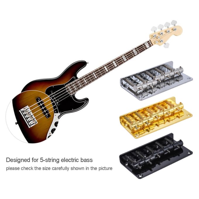 Jeu de ponts à 5 selles pour guitare basse électrique à 5 cordes, pièce de rechange noire gray