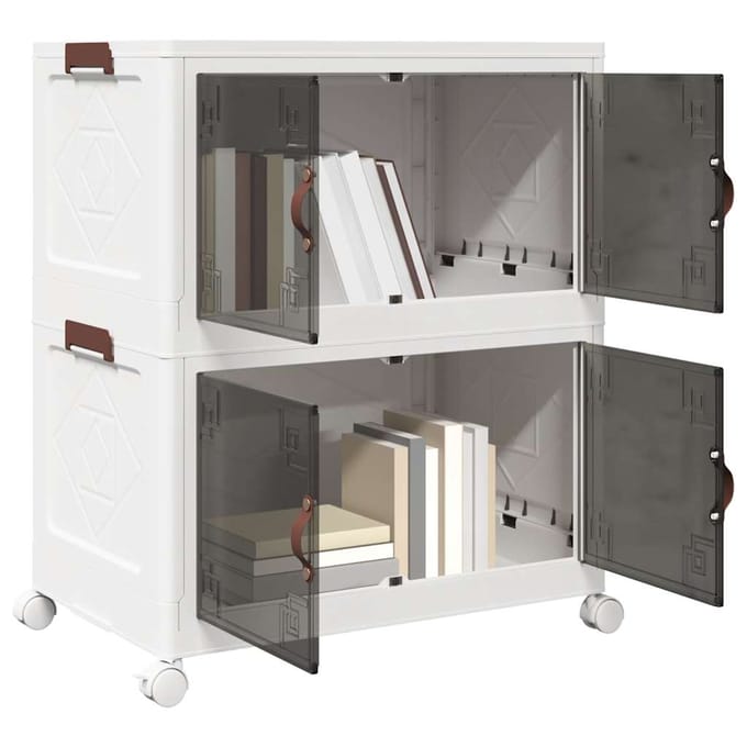 vidaXL - Opbergbox - stapelbaar - met - wielen - 2-laags - 75 - L - 64x40x76 - cm