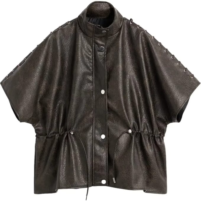 Poncho in kunstleer dames Desigual Zara