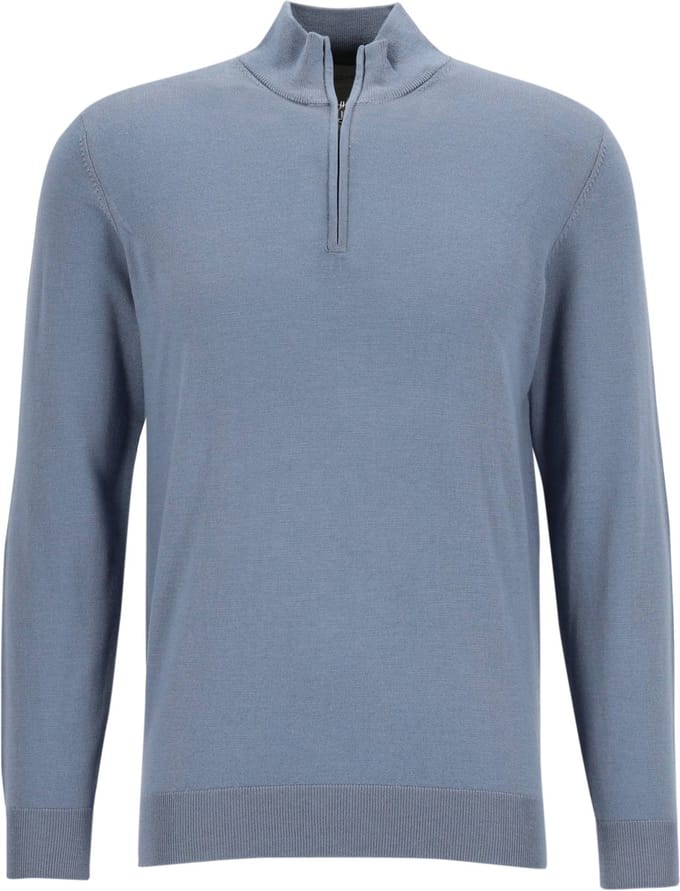 Profuomo Half Zip Pullover Merinowol Blauw - Maat XXL - Heren - Quarter zip