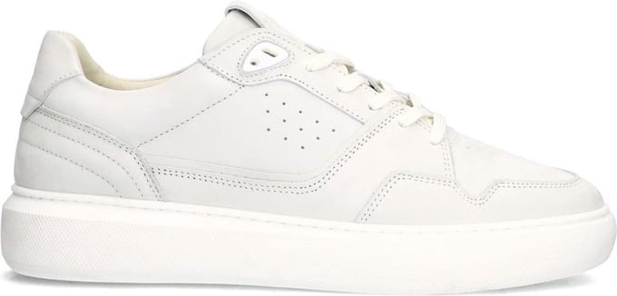 Manfield - Heren - Witte nubuck sneakers - Maat 40