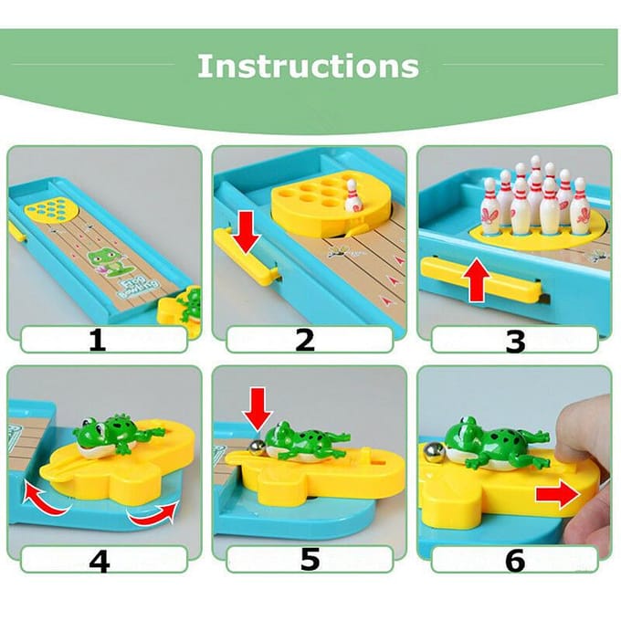 Mini enfants grenouille Bowling bureau jeux interactifs jouets éducatifs rampe de lancement beige
