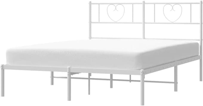 Bedframe Metaal - Bedframe Hoofdbord - Slaapkamer Inrichten - Robuuste Constructie - 150x200 cm - Wit
