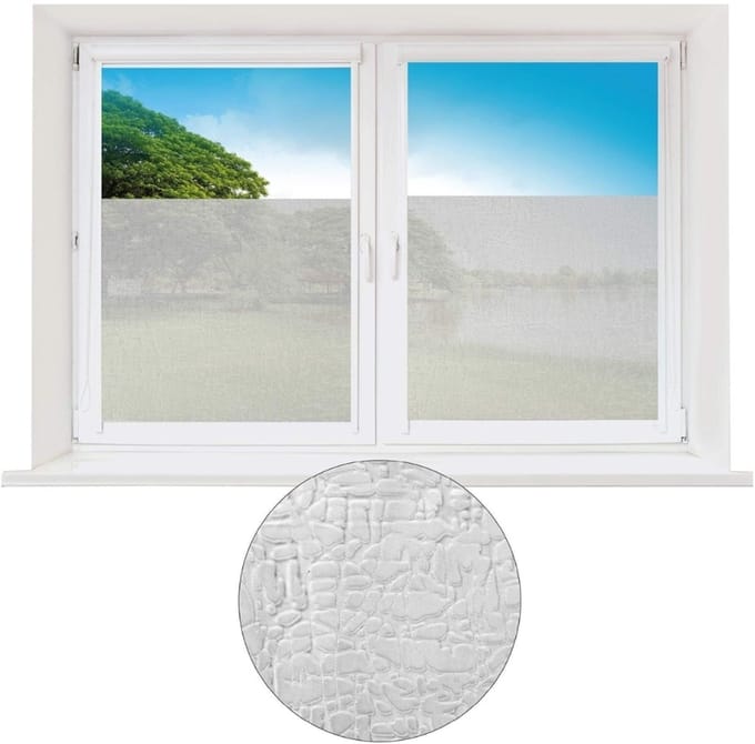 Raamfolie Statisch Hechtend - Gehamerd Glas Effect - 45 x 150 cm - Privacy en Rust