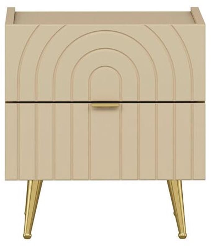 Vente-unique Nachtkastje met 2 lades - Beige - NORSIM