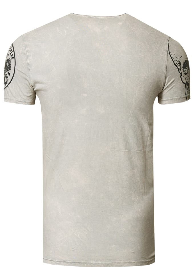 Rocker T-shirt licht gewassen met schedelprint