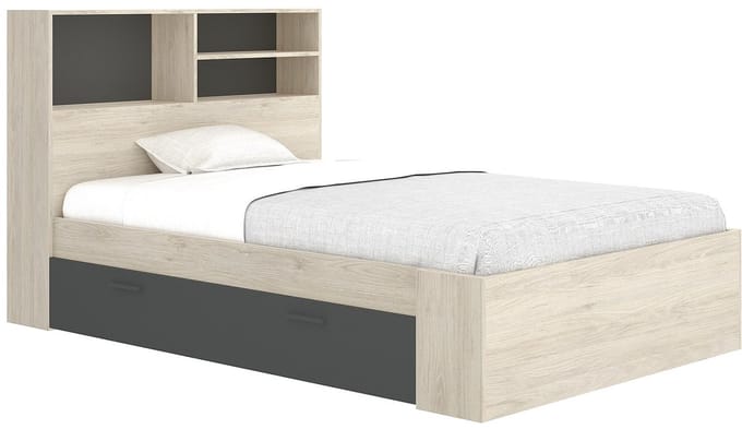 Vente-unique Bedframe hout antracietgrijs, natuurlijk licht 120 x 190 cm