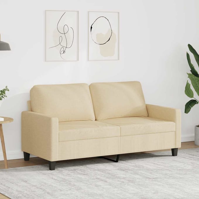 Vidaxl 2-Persoons Bank, Crème, 140 Cm, Bekleed met Stof