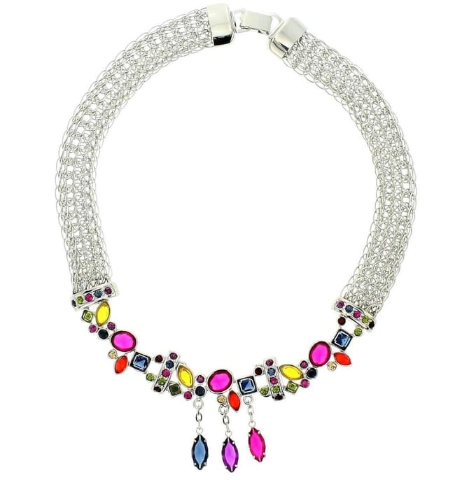 Behave - Korte ketting met gekleurde stenen - Nikkelvrij - 40cm