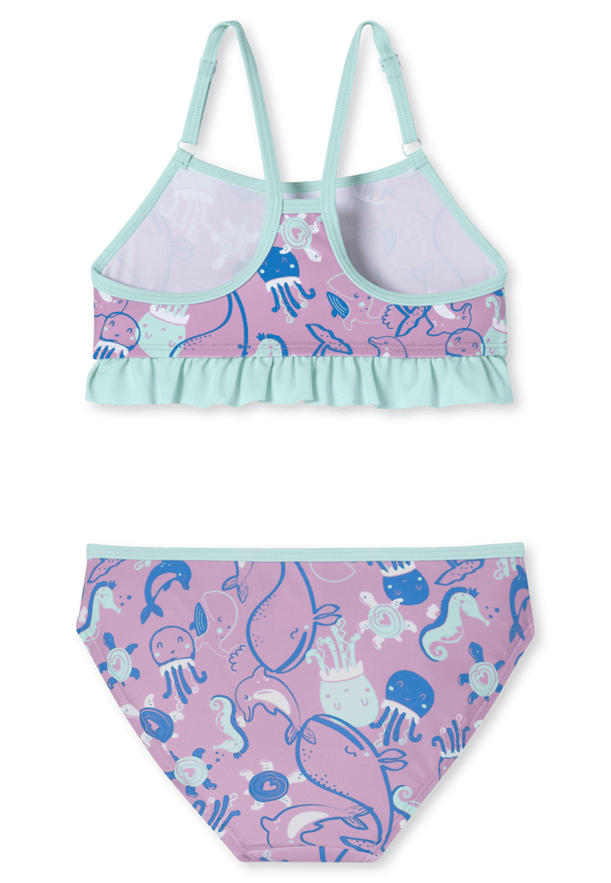 Bikini gebreide stof SPF40+ zeedieren ruches bessen - aqua 92