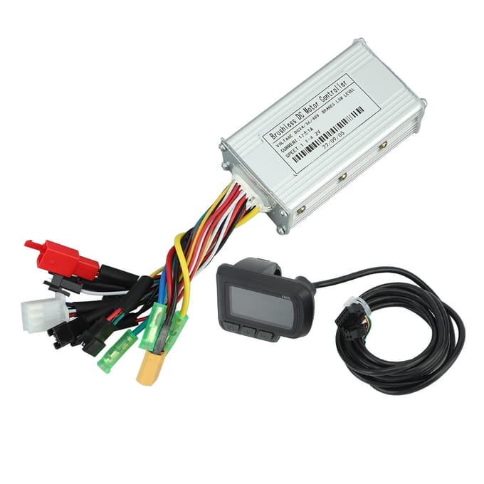 Elektrische Fiets Motor Controller Sinusgolf 24V 36V 48V 250W?350W 17A met EN06 LCD Meter Kit Set black
