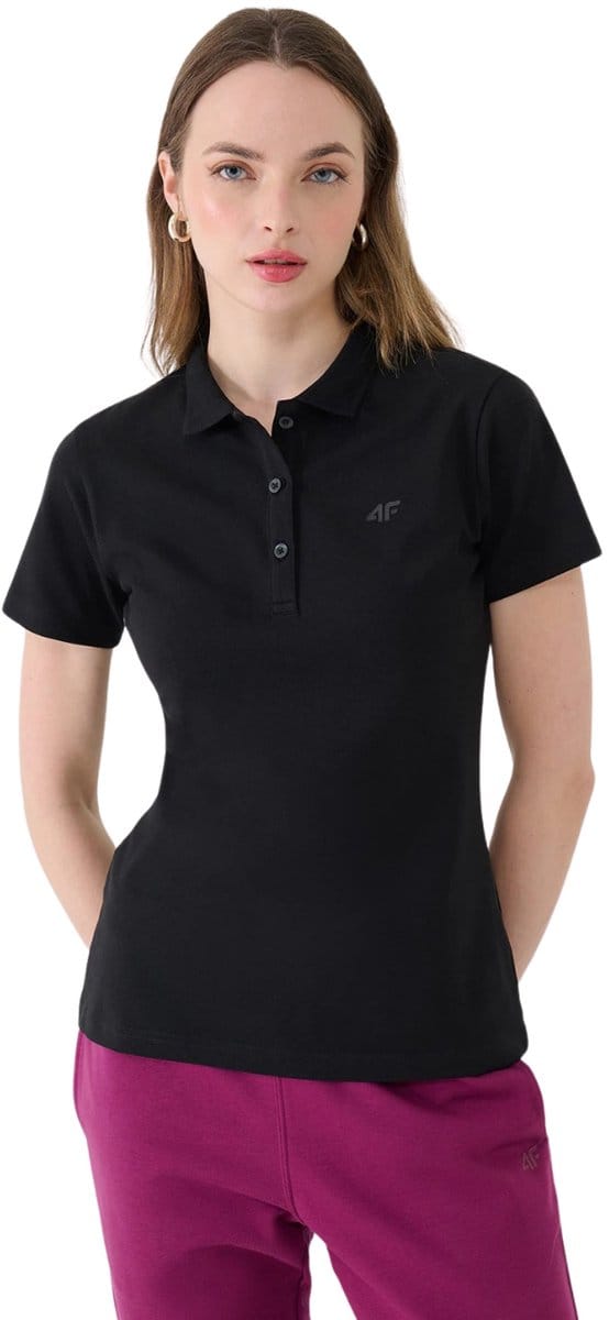 4F T-shirt Dames Poloshirt Zwart - Maat M