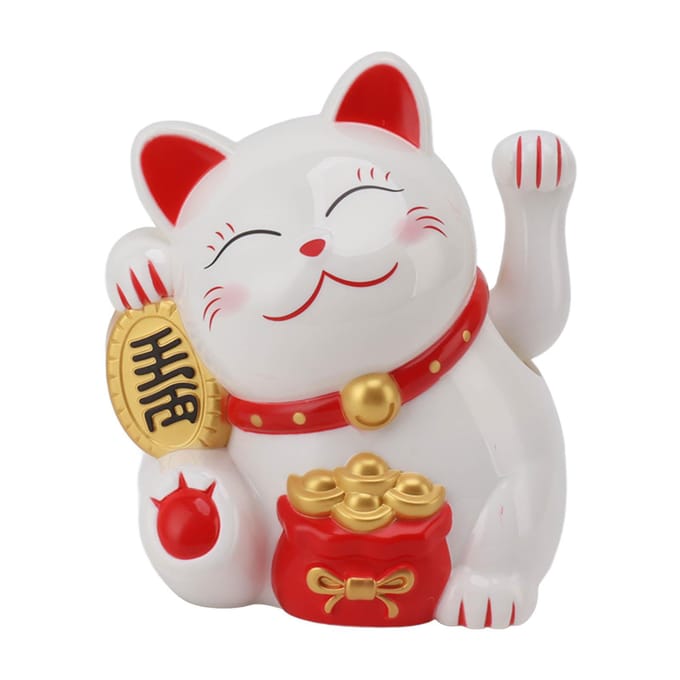 Bras ondulé électrique de 5,5 pouces, chat de Fortune décoratif, ornements de chat en plastique mignons pour bureau de caisse blanc