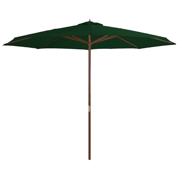 vidaXL - Parasol - met - houten - paal - 350 - cm - groen
