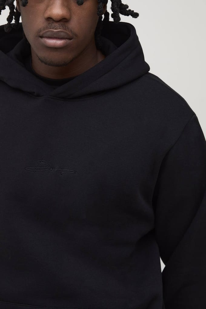 Tall Essential BM Signature Regular Fit Over the Head Hoodie | Black | Size Medium