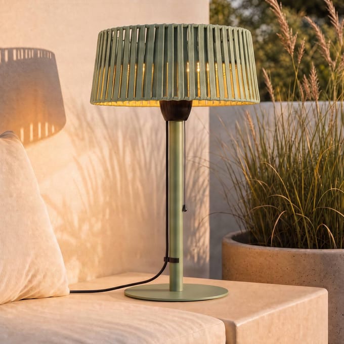 Lucande terrasverwarmer Pyravo, groen, aluminium, 70 cm, IP44