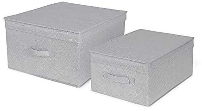 Grote Opbergdozen voor Kleding en Speelgoed - 75GSM Nonwoven, Stevig Karton, Grijs/Wit