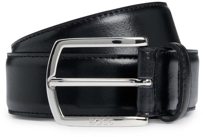 BOSS Leren riem Claus Tx Sz35 Belt W80 Black zwart