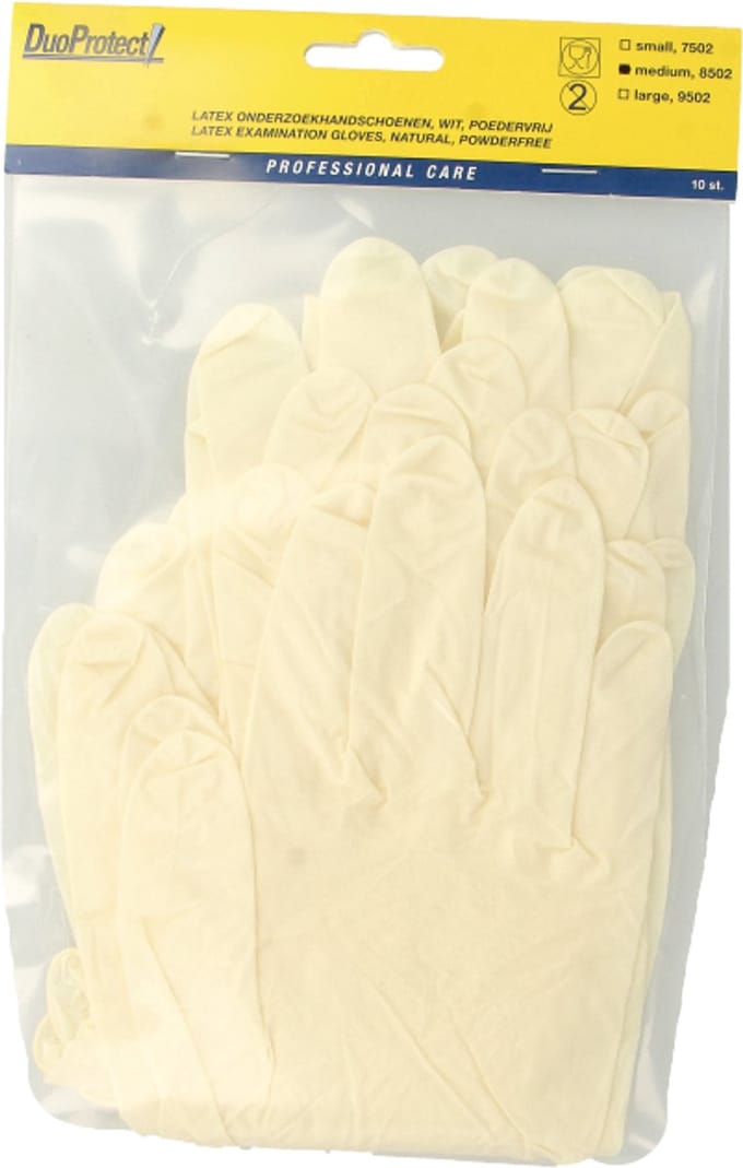 Duoprotect Handschoen latex poedervrij medium 10 Stuks