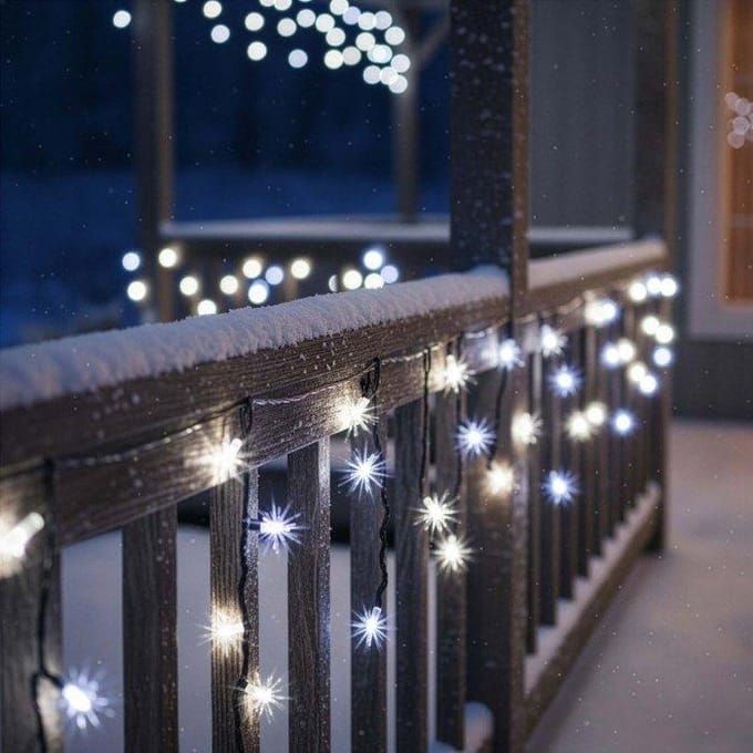 Springos Lichtgordijn | IJspegel Verlichting | 50 LEDs | Koud wit + Koud wit flits | 2,5 M