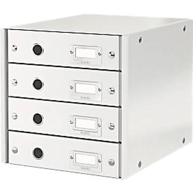 Leitz Wow Click & Store Ladekast Met 4 Laden - 81% Gerecycled Karton - Voor A4 Formaten - Ruimtebesparende Opberger - Wit