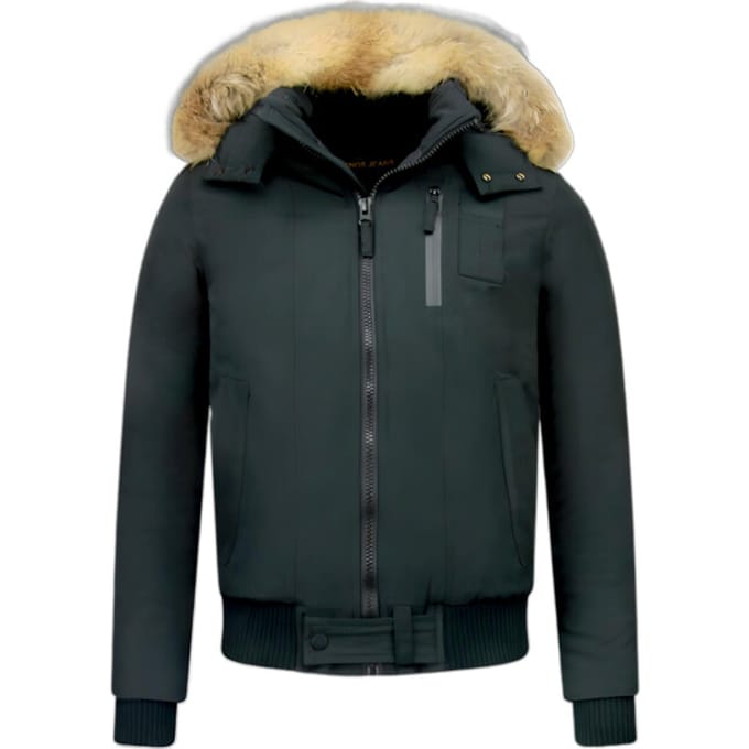Enos Korte winterjas met bontkraag