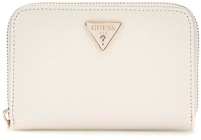 GUESS portemonnee Rosalba SLG Medium Zip Around Wallet Cream White crème