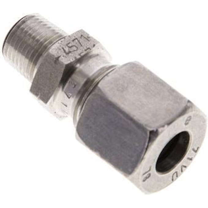1/8'' NPT Buitendraad x 8L RVS Rechte Snijring Koppeling 315 Bar DIN 2353 - FL2S-MC-ST-018N-08-L
