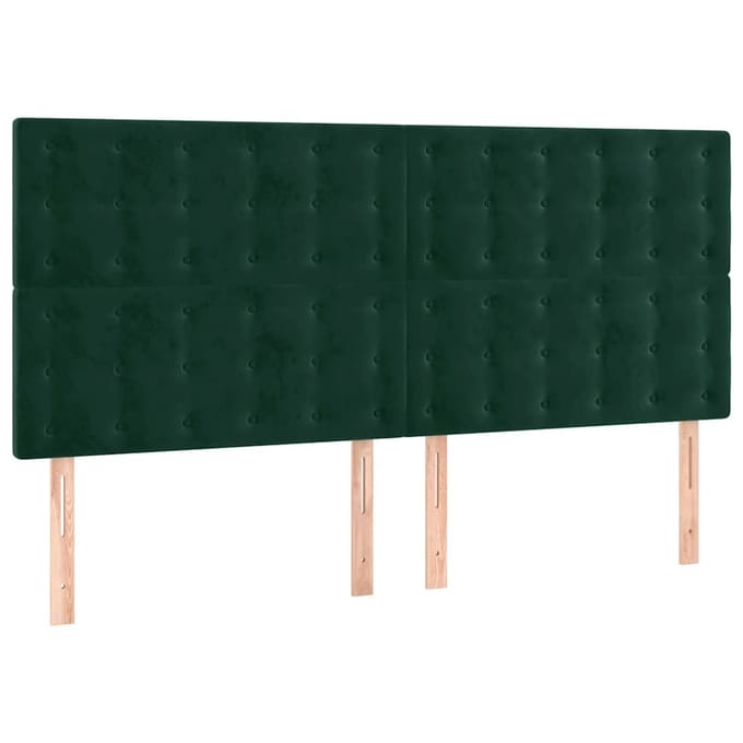 vidaXL - Hoofdbord - LED - 160x5x118/128 - cm - fluweel - donkergroen