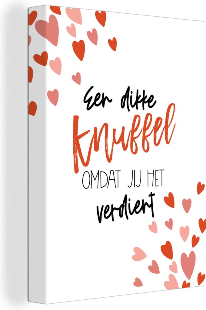 Canvas Schilderij Get well soon - Quote - Hartjes - 60x80 cm - Wanddecoratie