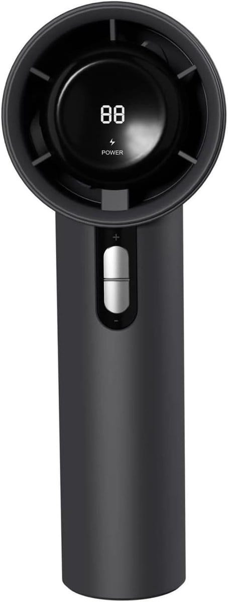 Ventilator - Handventilator - Mini ventilator - Handventilator oplaadbaar - Draagbare handventilator - Krachtige ventilator - Oplaadbaar - Met digitaal display - Met 100 instelbare snelheden voor buitengebruik - Zwart