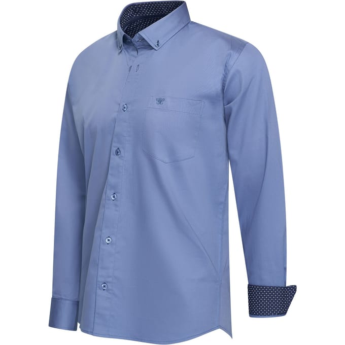 Cappuccino Italia - Heren Overhemden Ancona Stretch - Blauw - Maat M