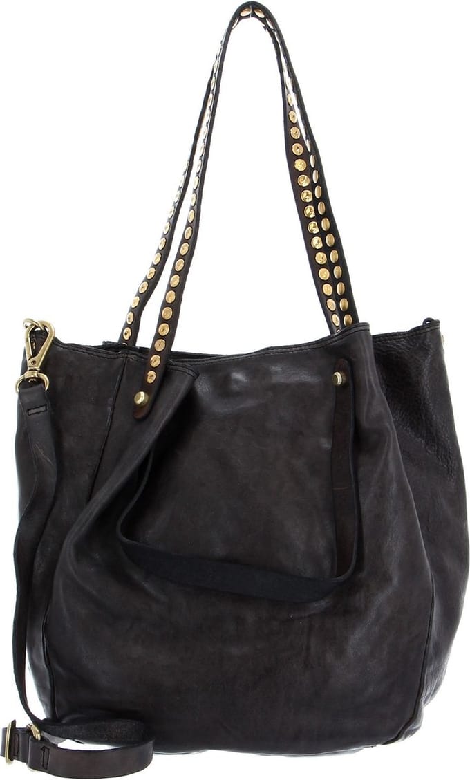 CAMPOMAGGI Leren Schoudertas Shoulder Bag Grigio Antraciet