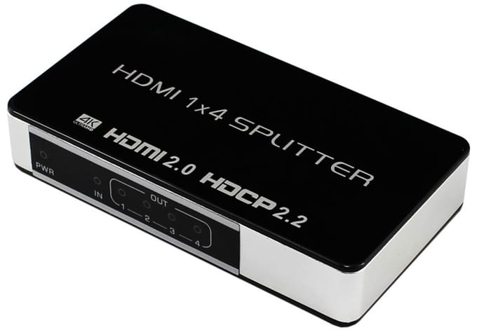 1x4 HDMI-splitter UHD 4K/60Hz 3D HDMI2.0 HDCP2.2 18Gbps