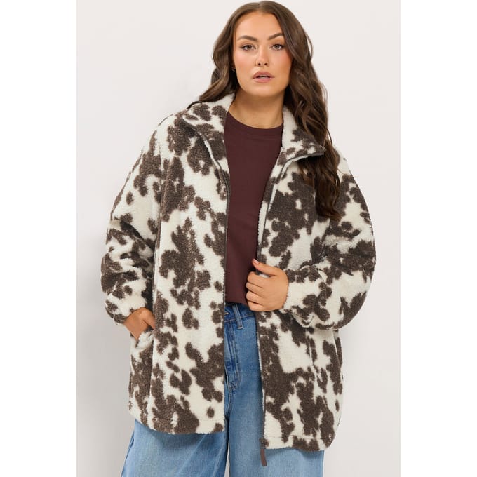 Yours Witte Fleece Met Dalmatierprint En Ritssluiting Size 44