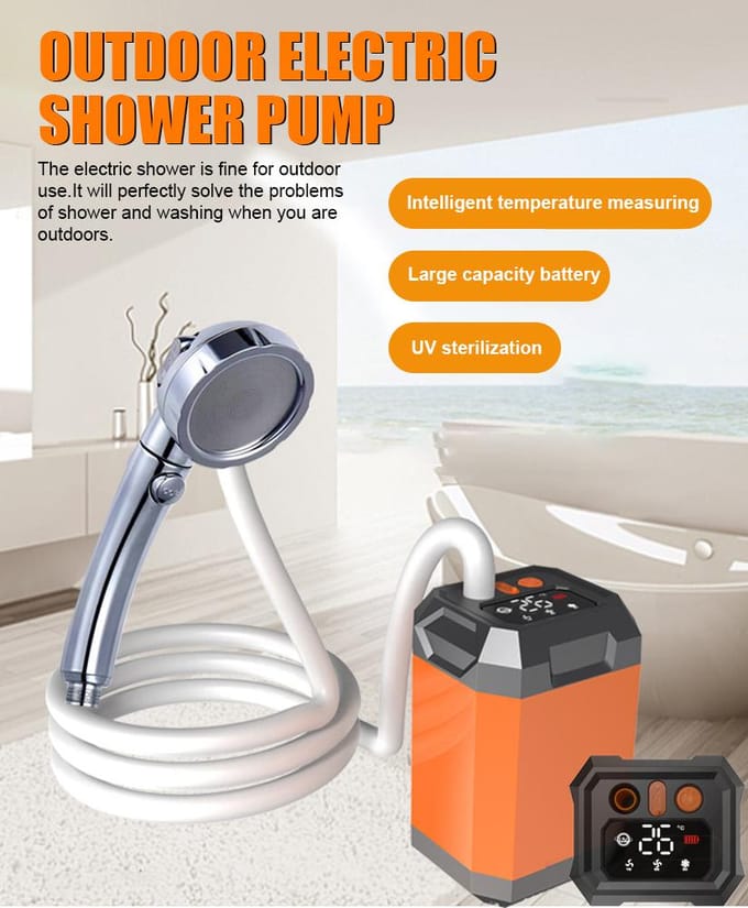 Draagbare draadloze campingdouche Buiten elektrische douchepomp Oplaadbare douche Grote capaciteit Three modes  9000mAh