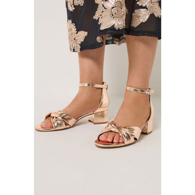 Yours Roségouden Twist Voorste Low Block Hak In Wide E & Extra Wide Eee Pasvormsize 42E