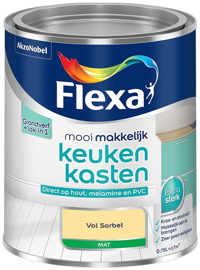 Flexa - Mooi Makkelijk Keukenkasten Mat - Vol Sorbet - Mengverf - 750 Ml