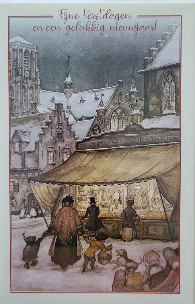 8 Kerstkaarten Anton Pieck - 8 kaarten met enveloppen Brabantsche gebakkraam