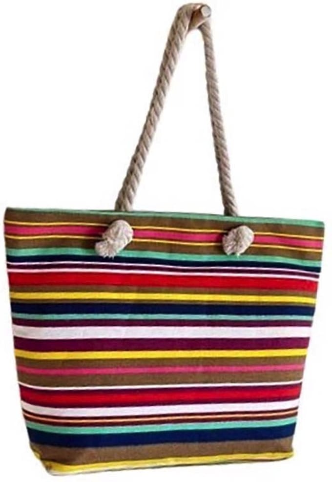 Strandtas Shopper Weekendtas Meerkleurig Gestreept.