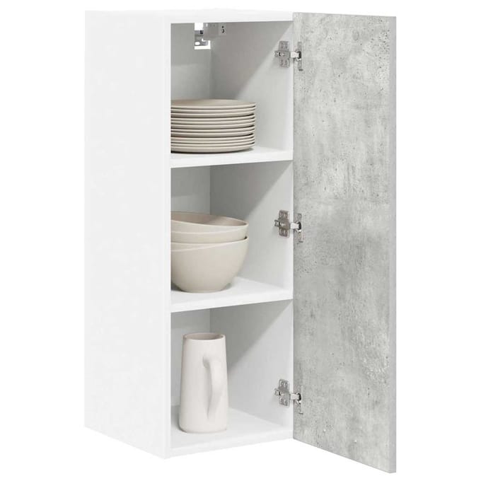 vidaXL - Hangkast - 2 - st - Beton - Grijs - en - Wit - Bewerkt - hout