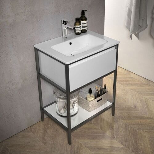 Megabad Profi Collection Loft 2.0 washbasin with vanity unit 60 cm, with metal frame 29MR1004060I set