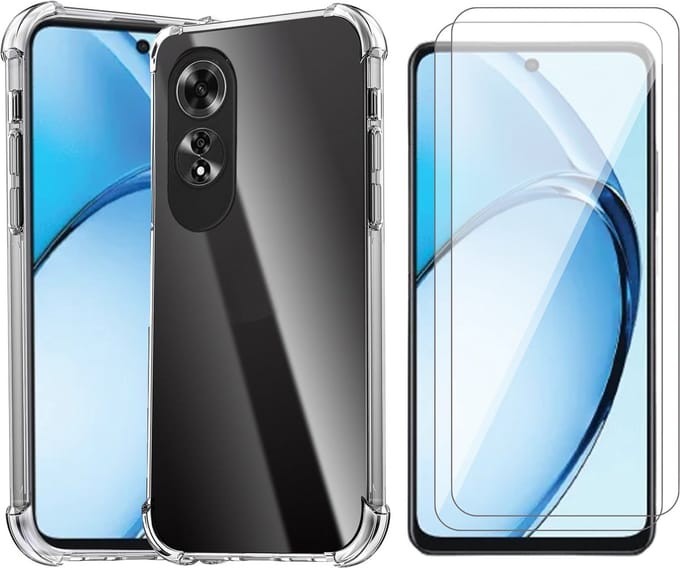 Hoesje geschikt voor Oppo A60 / A40 / A40m - 2x Screenprotector Glas - Shockproof Transparant