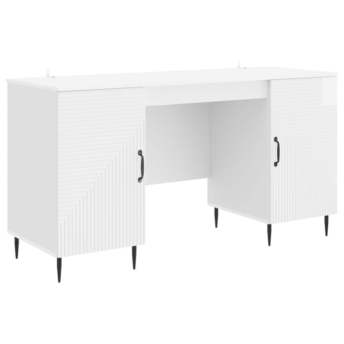 vidaXL - Bureau - Hoogglans - Wit - 142,5 - x - 50 - x - 75 - cm - Bewerkt - hout