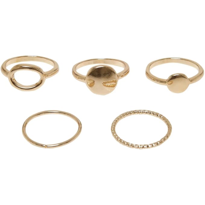 Urban Classics - Basic Stacking 5Pack Ring - S/M - Goudkleurig