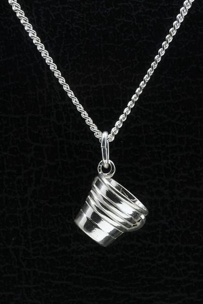 Zilveren Emmer ketting hanger