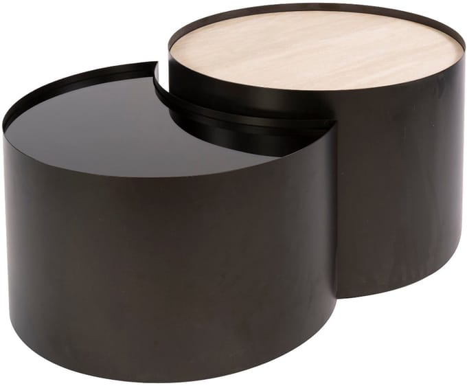 Fraaai - Garth salontafel half moon set van 2 - 3D keramiek travertin