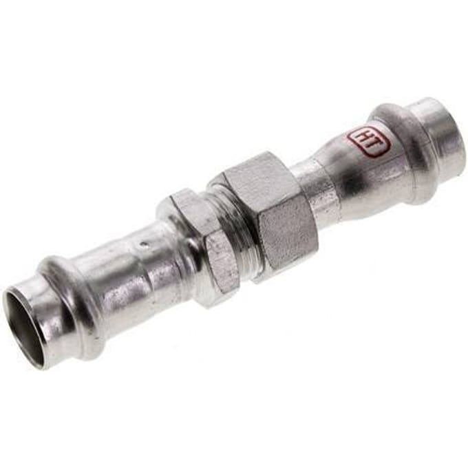 Perskoppeling wartelmoer - 15mm Persmof - RVS Vlakke Afdichting